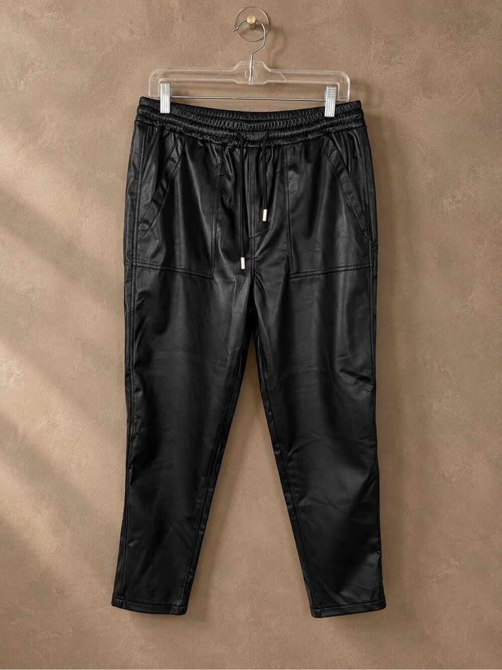 BLANK MYC Size 30 Black Faux Leather Vegan Leather Jogger Pants